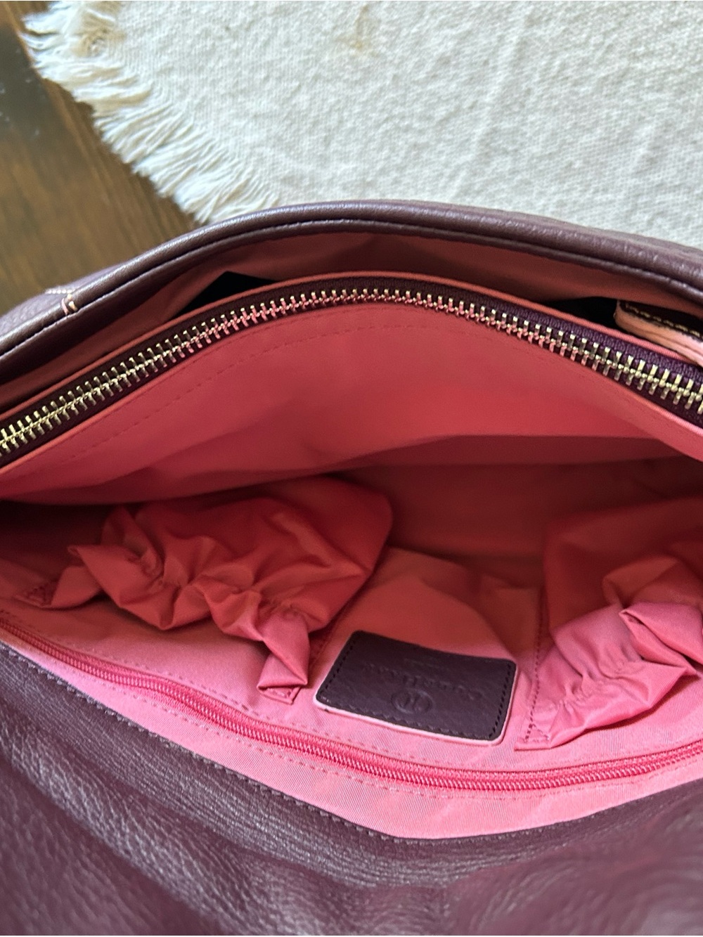 Cole Haan Pebbled Leather Shoulder Bag in Burgundy - Picture 7 of 8